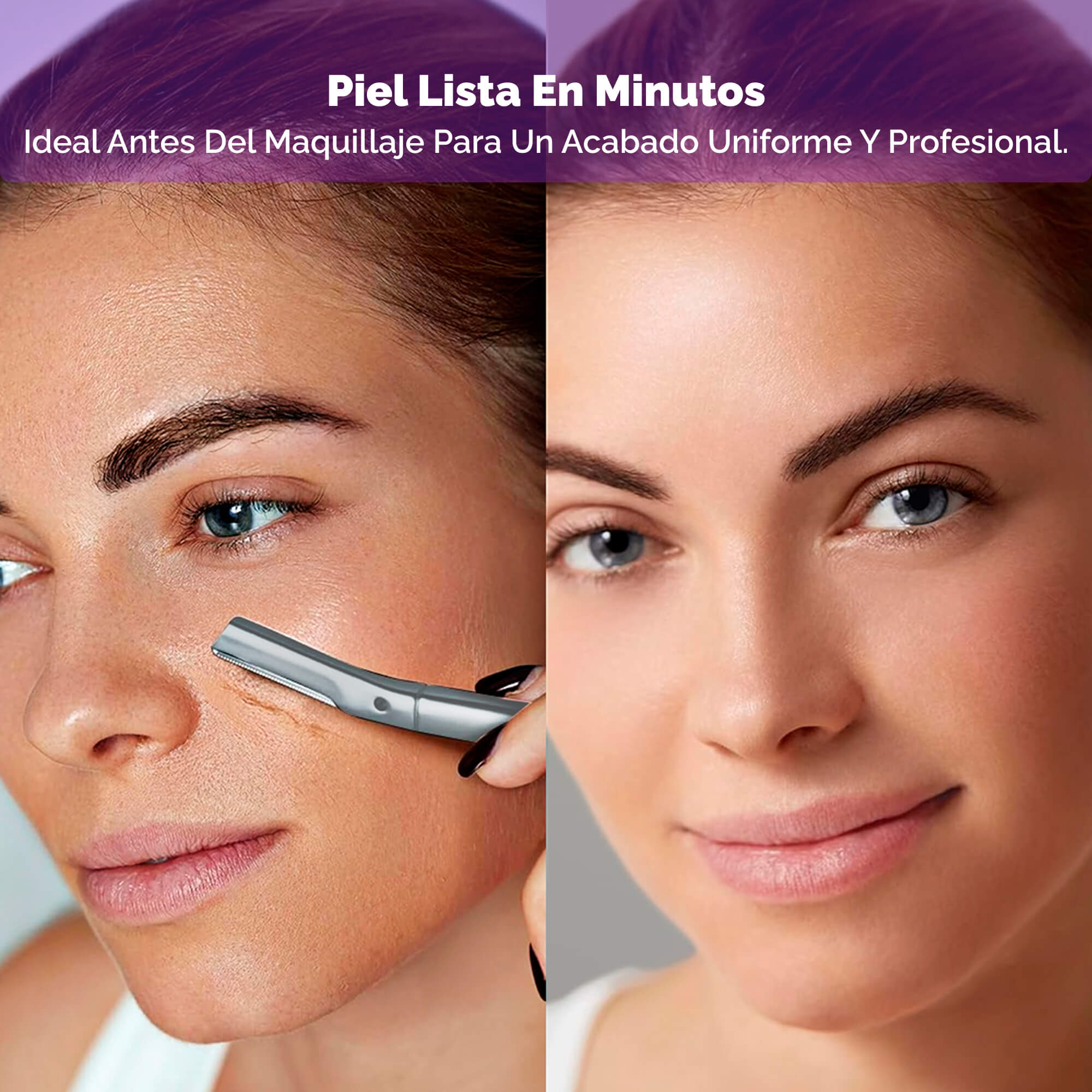 Dermaplaning facial Lumiderma con cuchillas de precisión – Piel suave, luminosa y sin pelusa