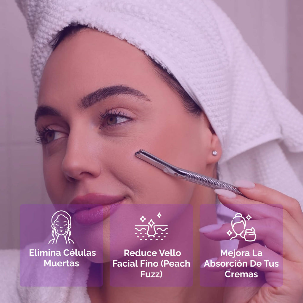 Dermaplaning facial Lumiderma con cuchillas de precisión – Piel suave, luminosa y sin pelusa