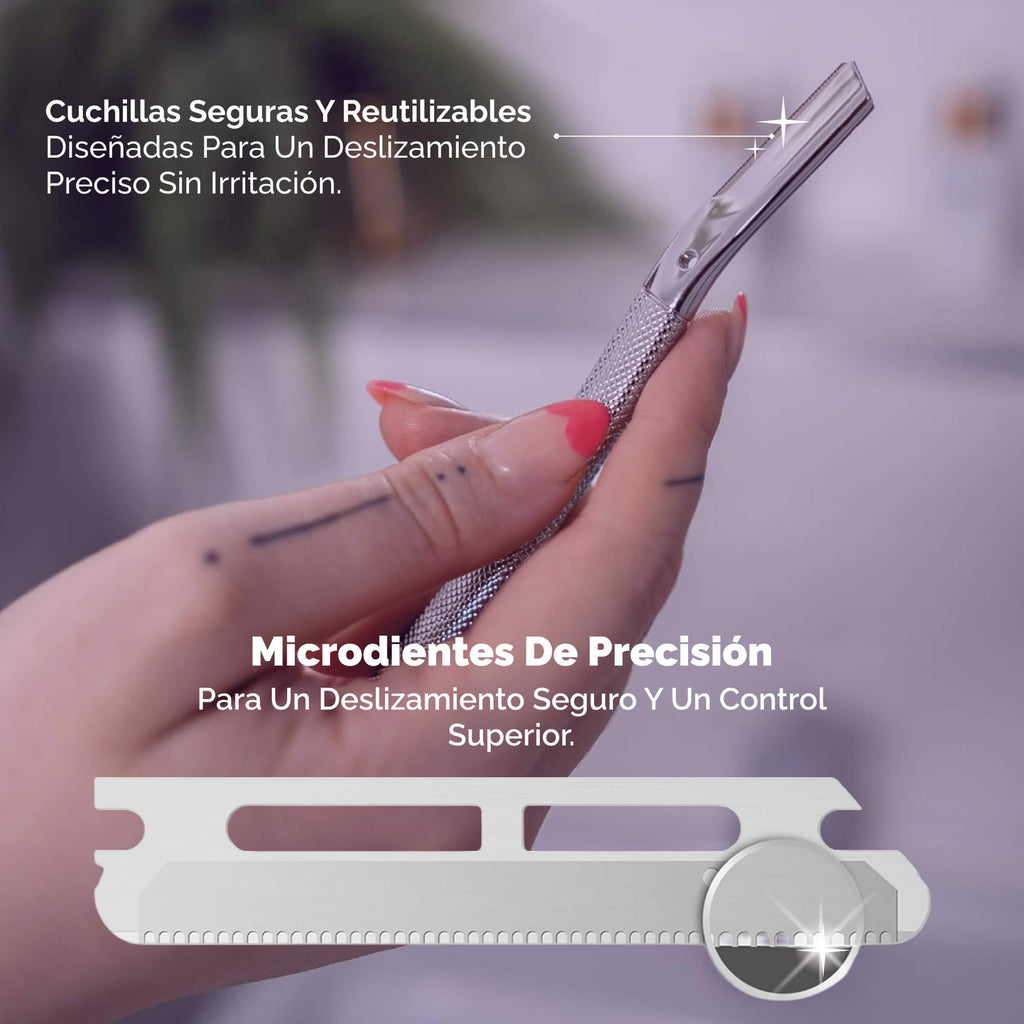 Dermaplaning facial Lumiderma con cuchillas de precisión – Piel suave, luminosa y sin pelusa