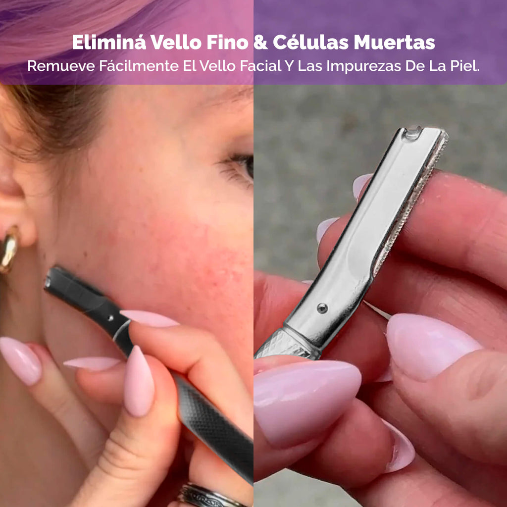 Dermaplaning facial Lumiderma con cuchillas de precisión – Piel suave, luminosa y sin pelusa